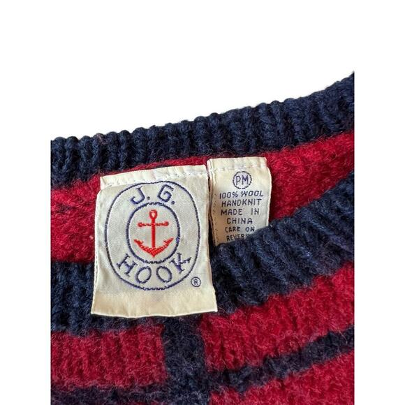 J.G. Hook Wool Paisley Check‎ Sweater - 100% Hand Knit Wool - Striped - size PM - Picture 8 of 8
